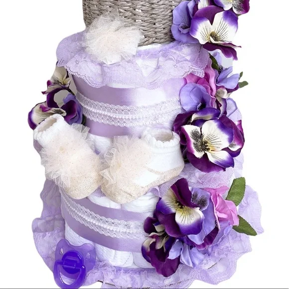 Basket of Flowers Diaper Cake